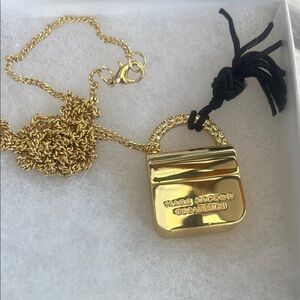 Marc Jacobs Gold Padlock Necklace with Black Tassel Accent